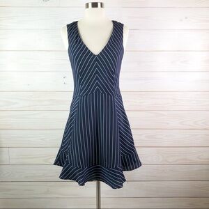 J. Crew Blue and White Asymmetrical Design and Flare Dress